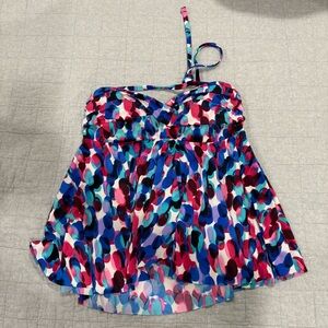 INC International Concepts Tankini Top Strapless Removable Straps Multicolor Med